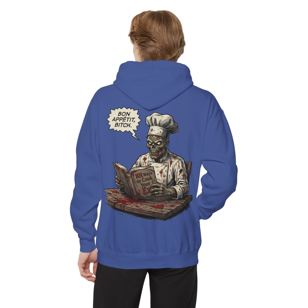 Color: Flo Blue | Bon Appetit Bitch Garment-Dyed Hoodie