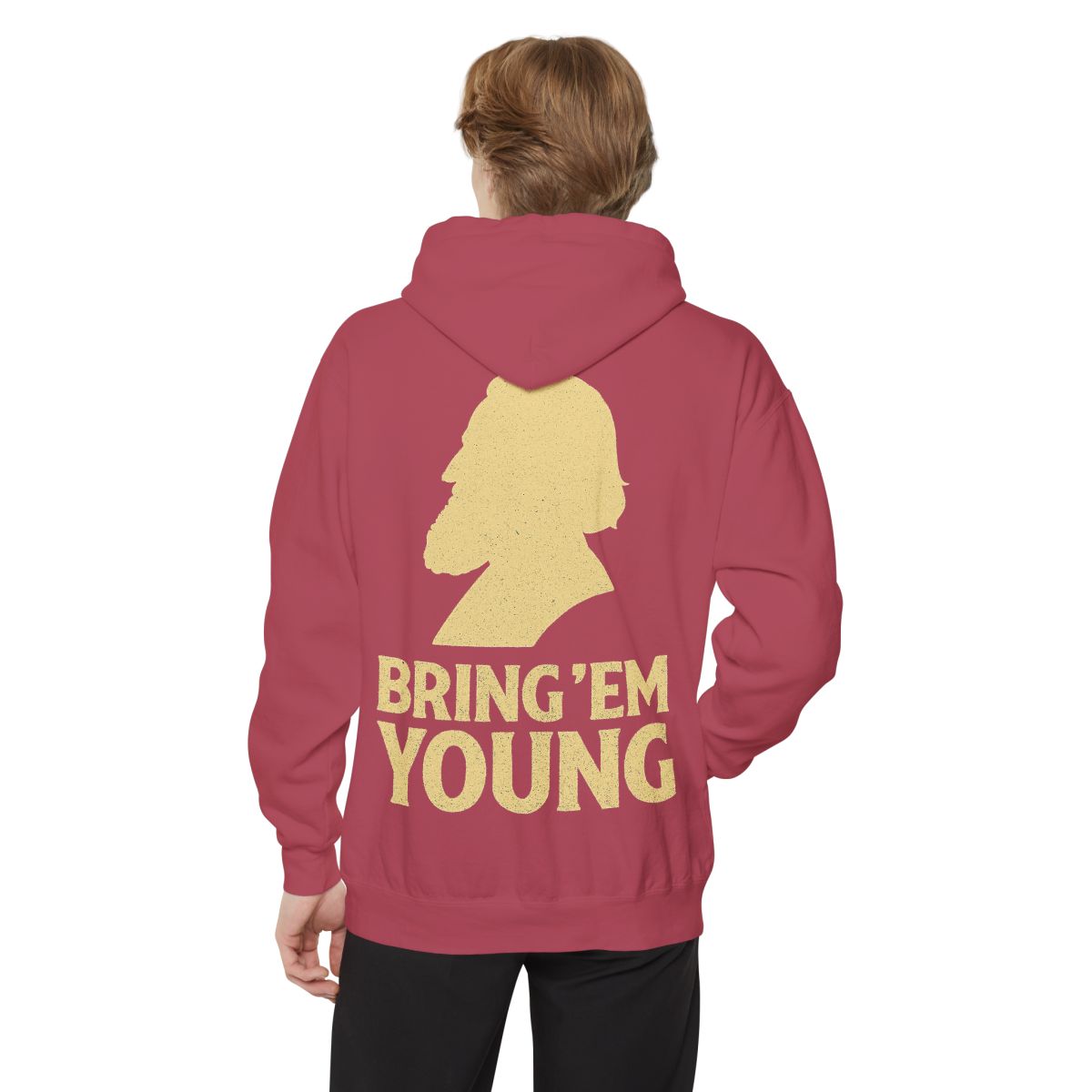 Color: Crimson | Bring Em Young Garment-Dyed Hoodie