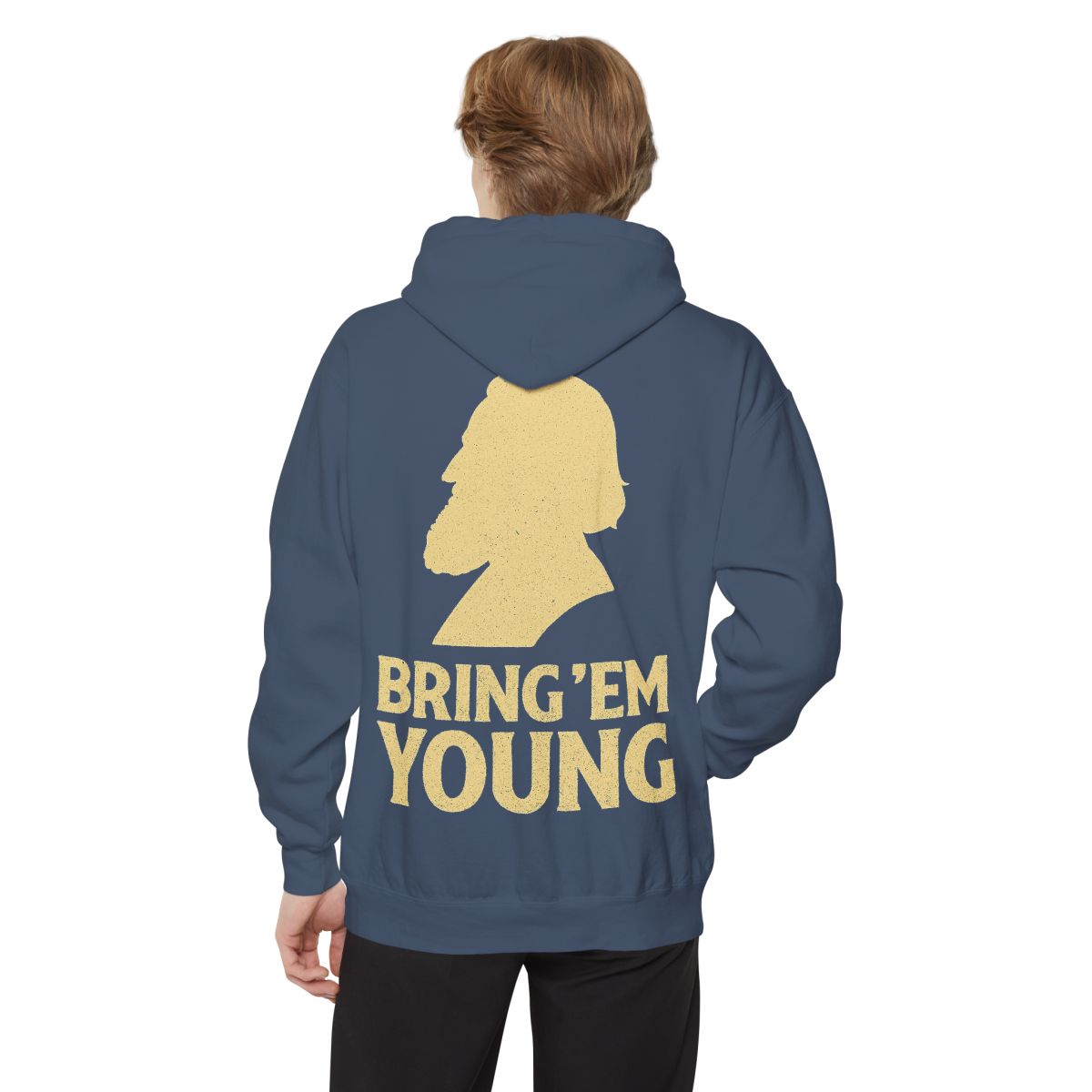 Color: Denim | Bring Em Young Garment-Dyed Hoodie