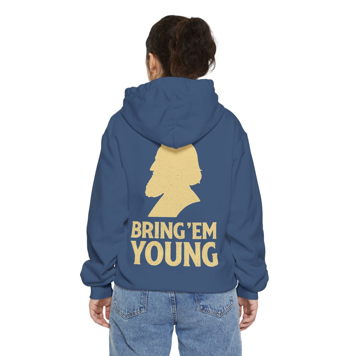 Color: True Navy | Bring Em Young Garment-Dyed Hoodie
