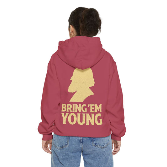 Color: Crimson | Bring Em Young Garment-Dyed Hoodie