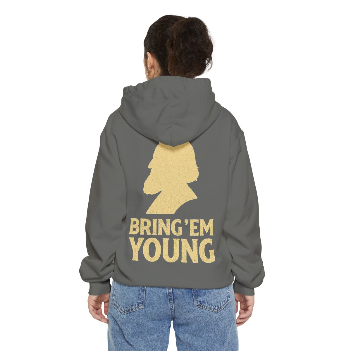 Color: Grey | Bring Em Young Garment-Dyed Hoodie
