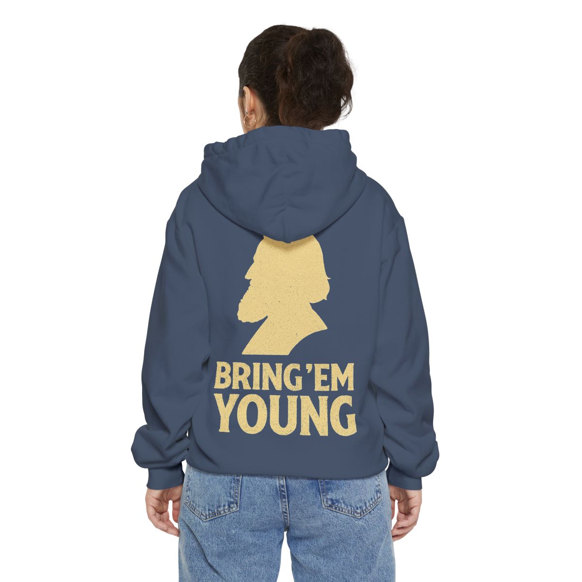 Color: Denim | Bring Em Young Garment-Dyed Hoodie