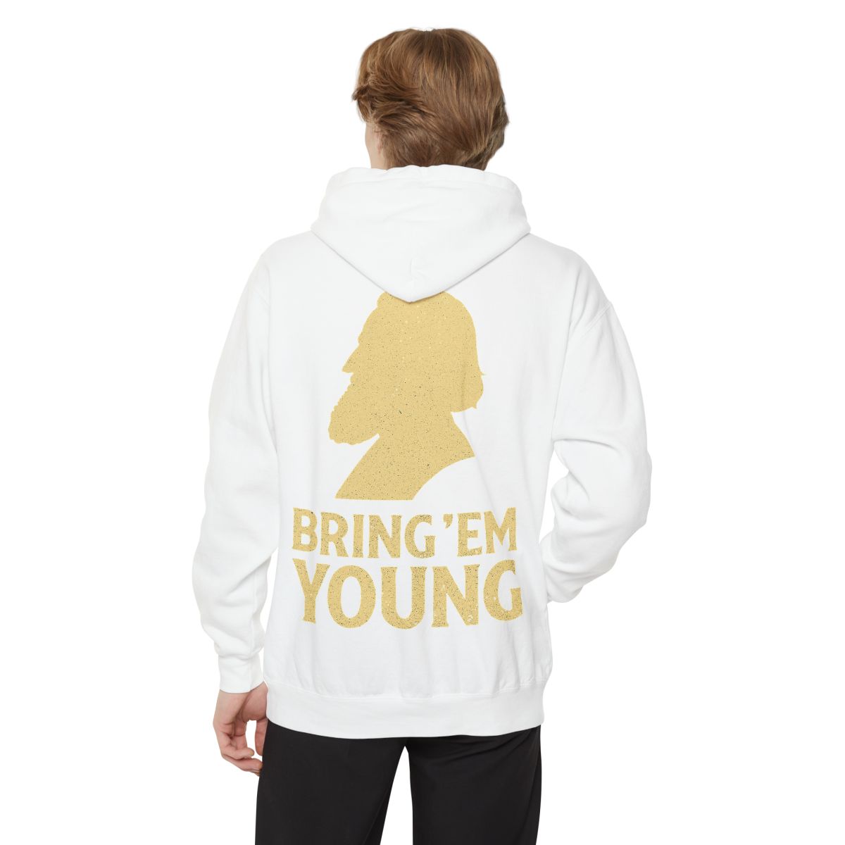 Color: White | Bring Em Young Garment-Dyed Hoodie