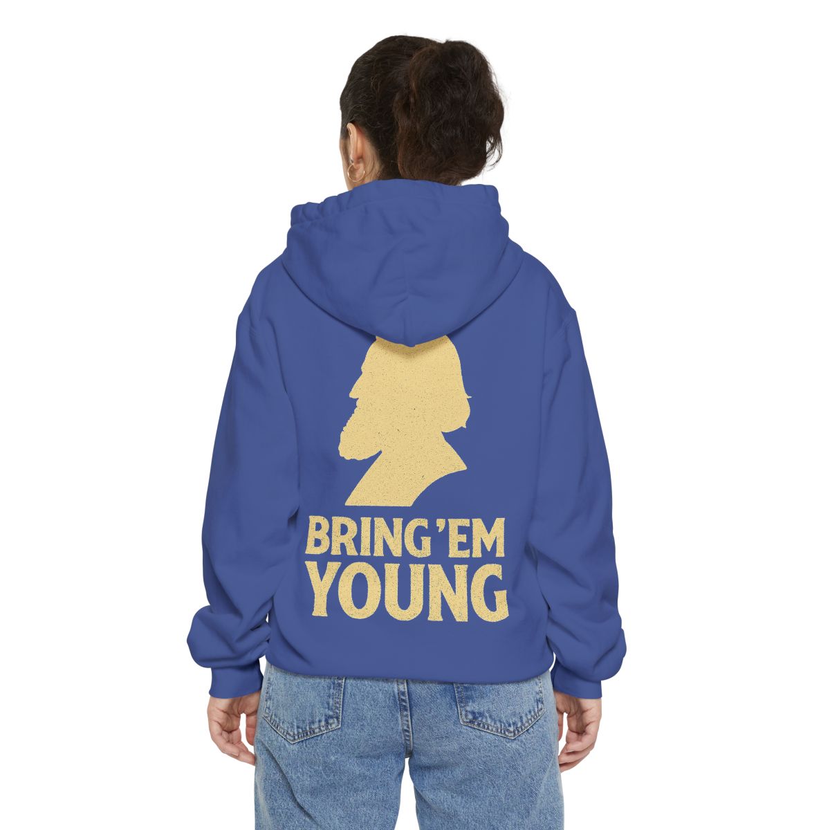 Color: Flo Blue | Bring Em Young Garment-Dyed Hoodie
