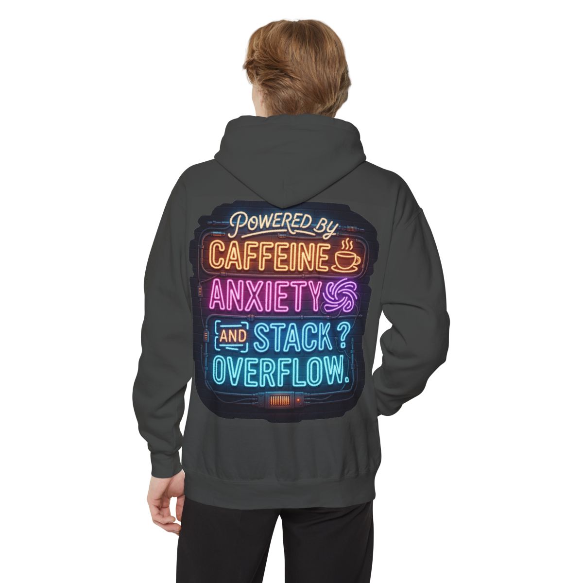 Color: Pepper | Caffeine Anxiety And Stack Overflow Garment-Dyed Hoodie