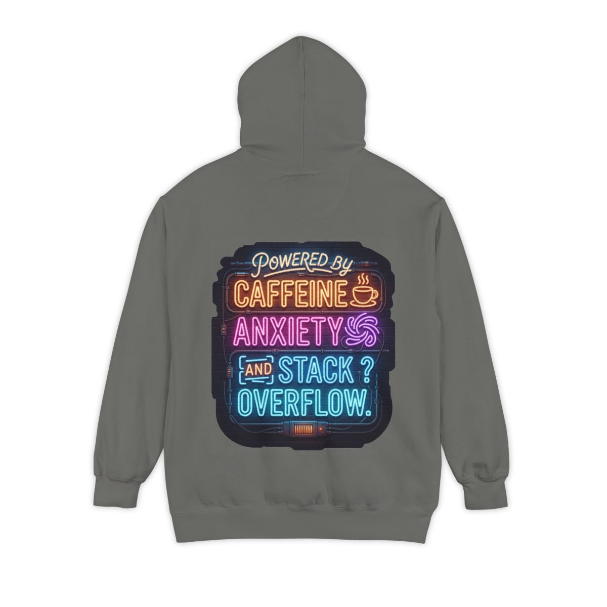 Color: Grey | Caffeine Anxiety And Stack Overflow Garment-Dyed Hoodie
