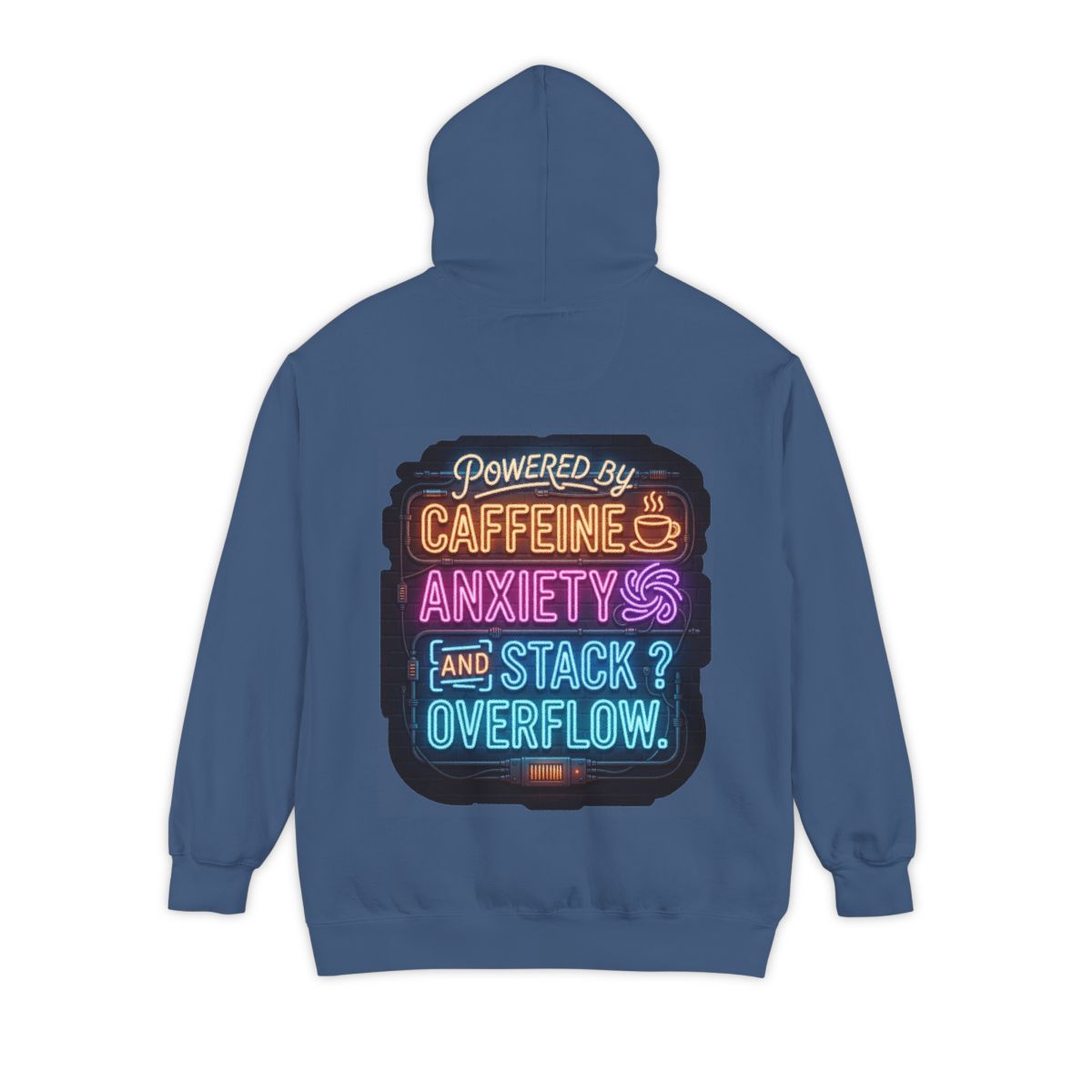 Color: True Navy | Caffeine Anxiety And Stack Overflow Garment-Dyed Hoodie