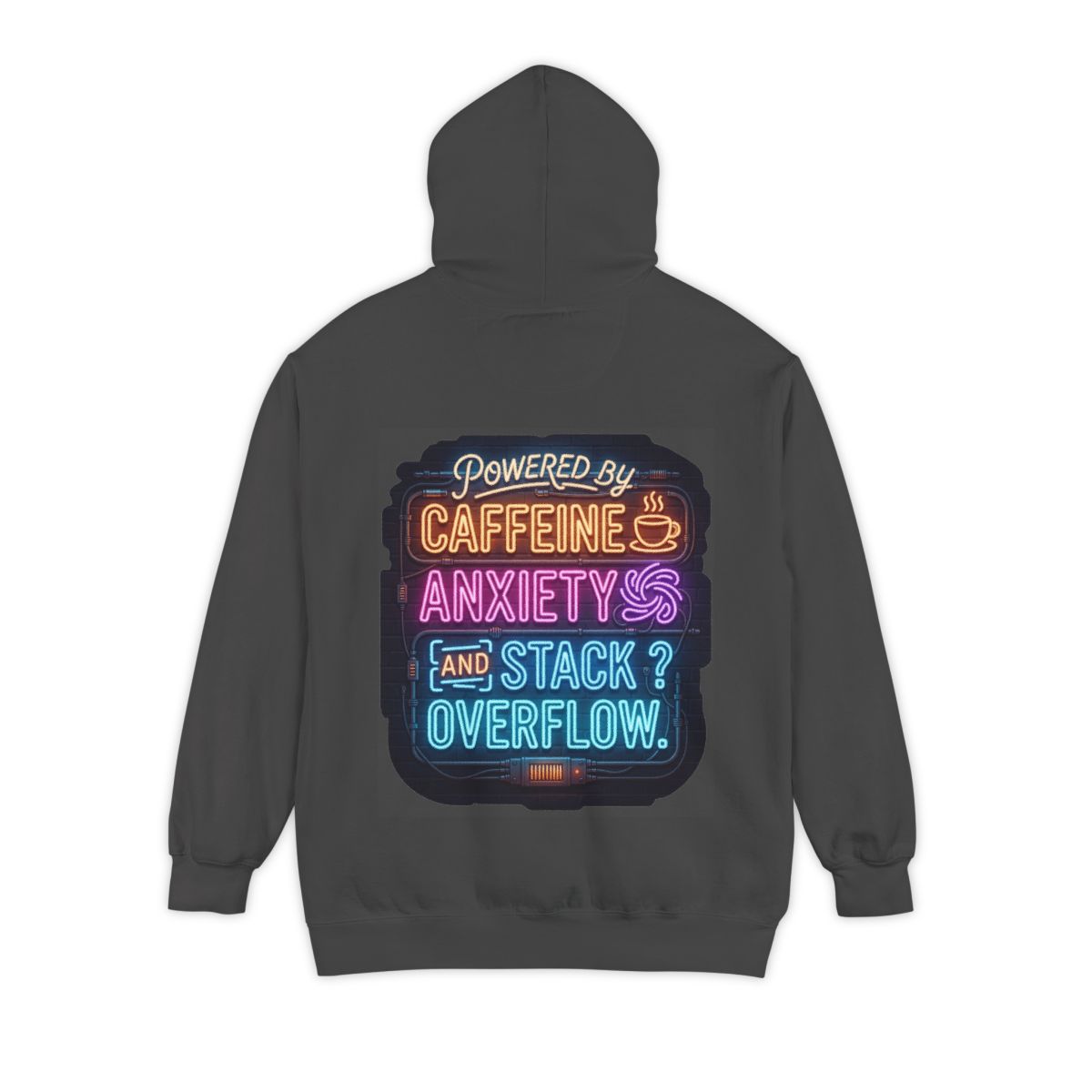 Color: Pepper | Caffeine Anxiety And Stack Overflow Garment-Dyed Hoodie