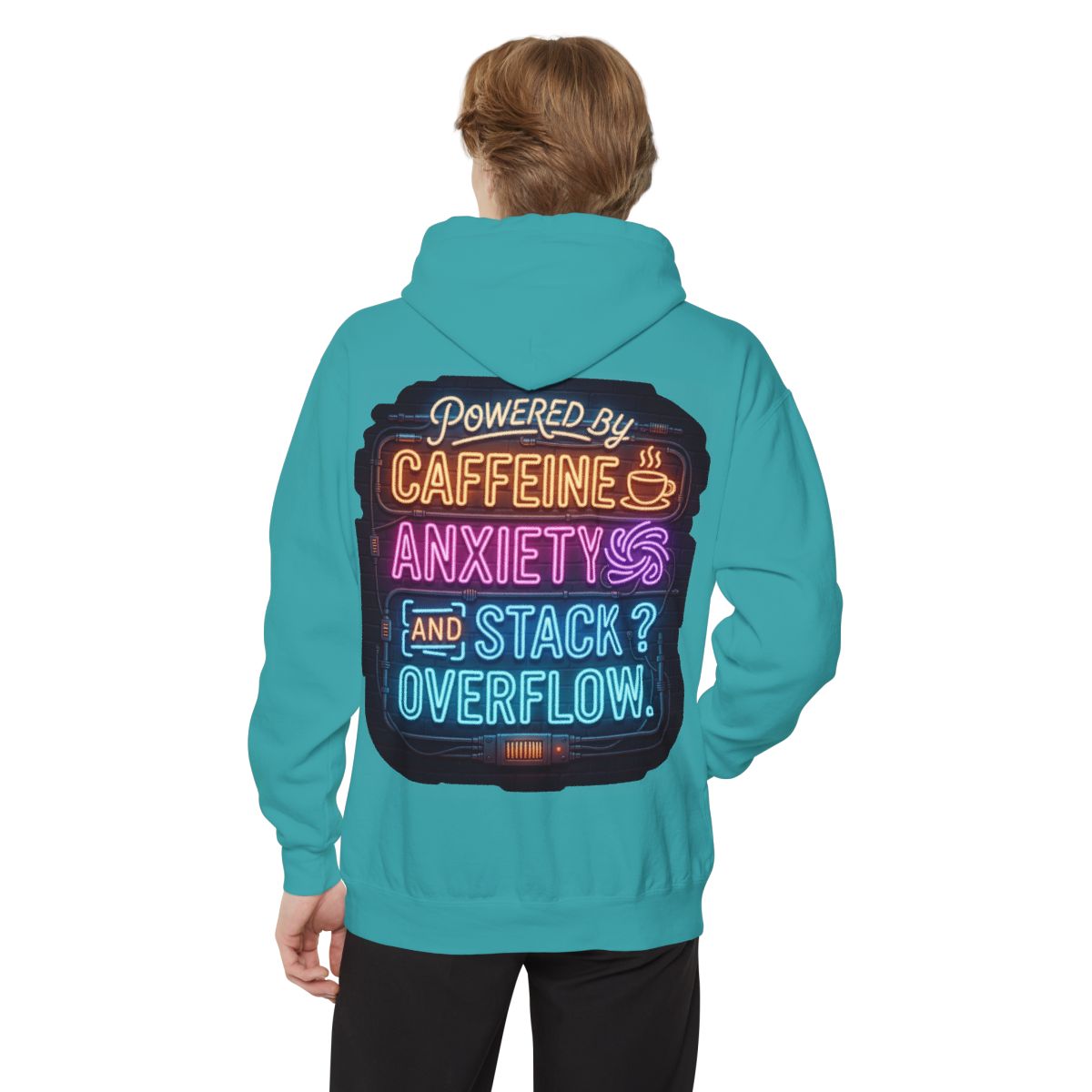 Color: Seafoam | Caffeine Anxiety And Stack Overflow Garment-Dyed Hoodie