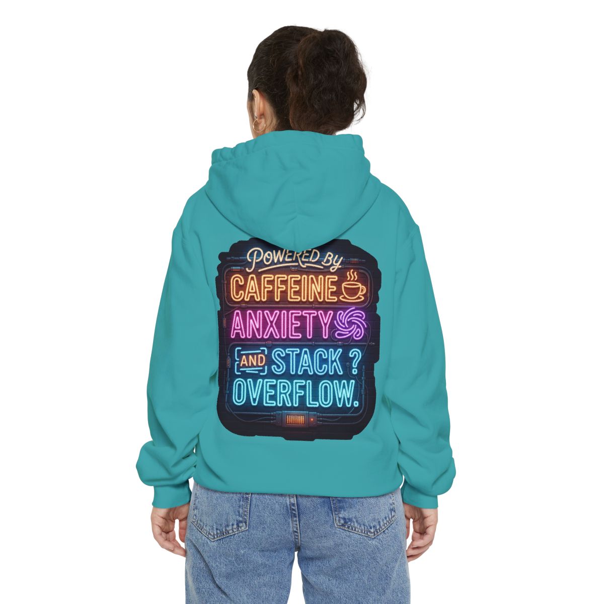 Color: Seafoam | Caffeine Anxiety And Stack Overflow Garment-Dyed Hoodie