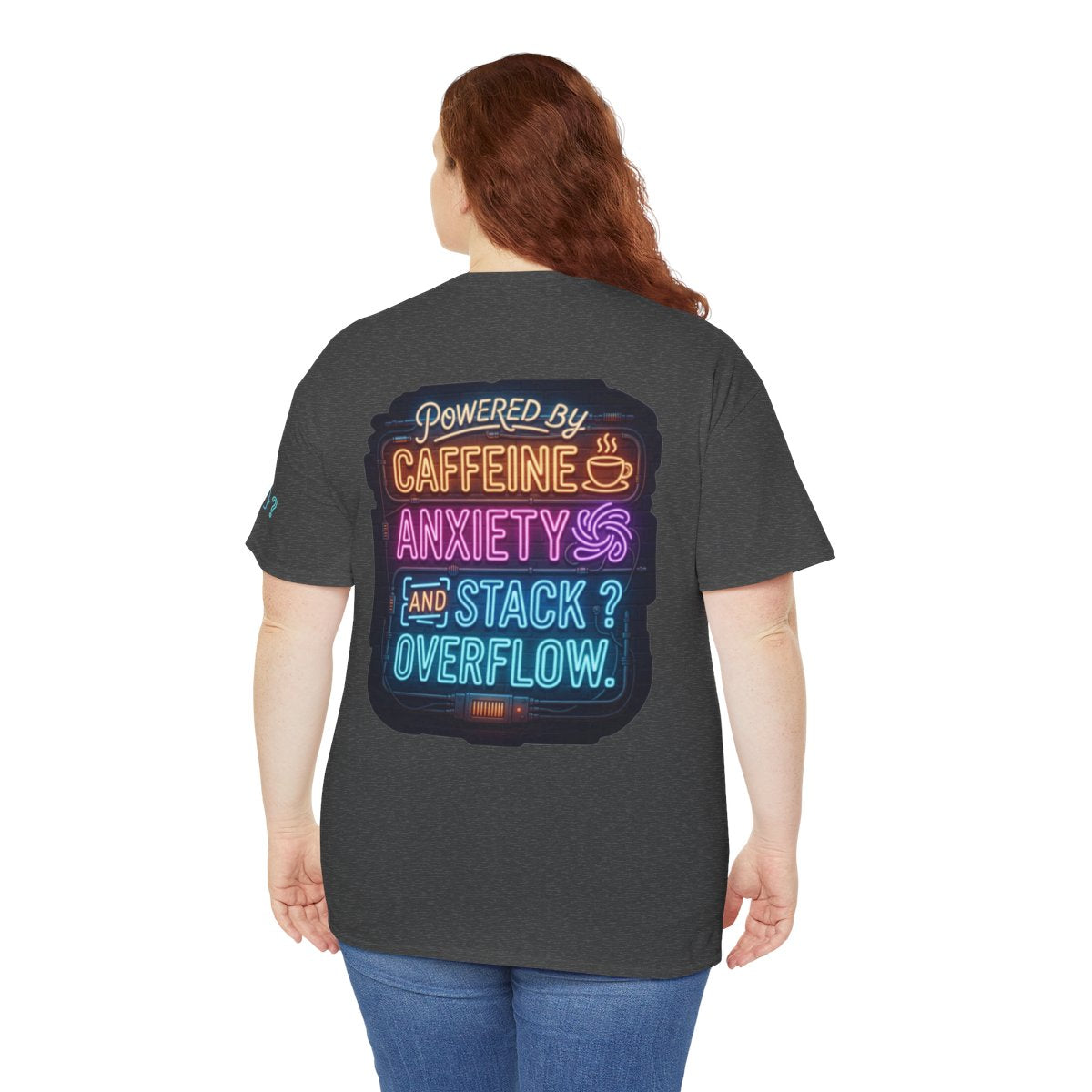 Color: Dark Heather | Caffeine Anxiety And Stack Overflow Premium Graphic Tee