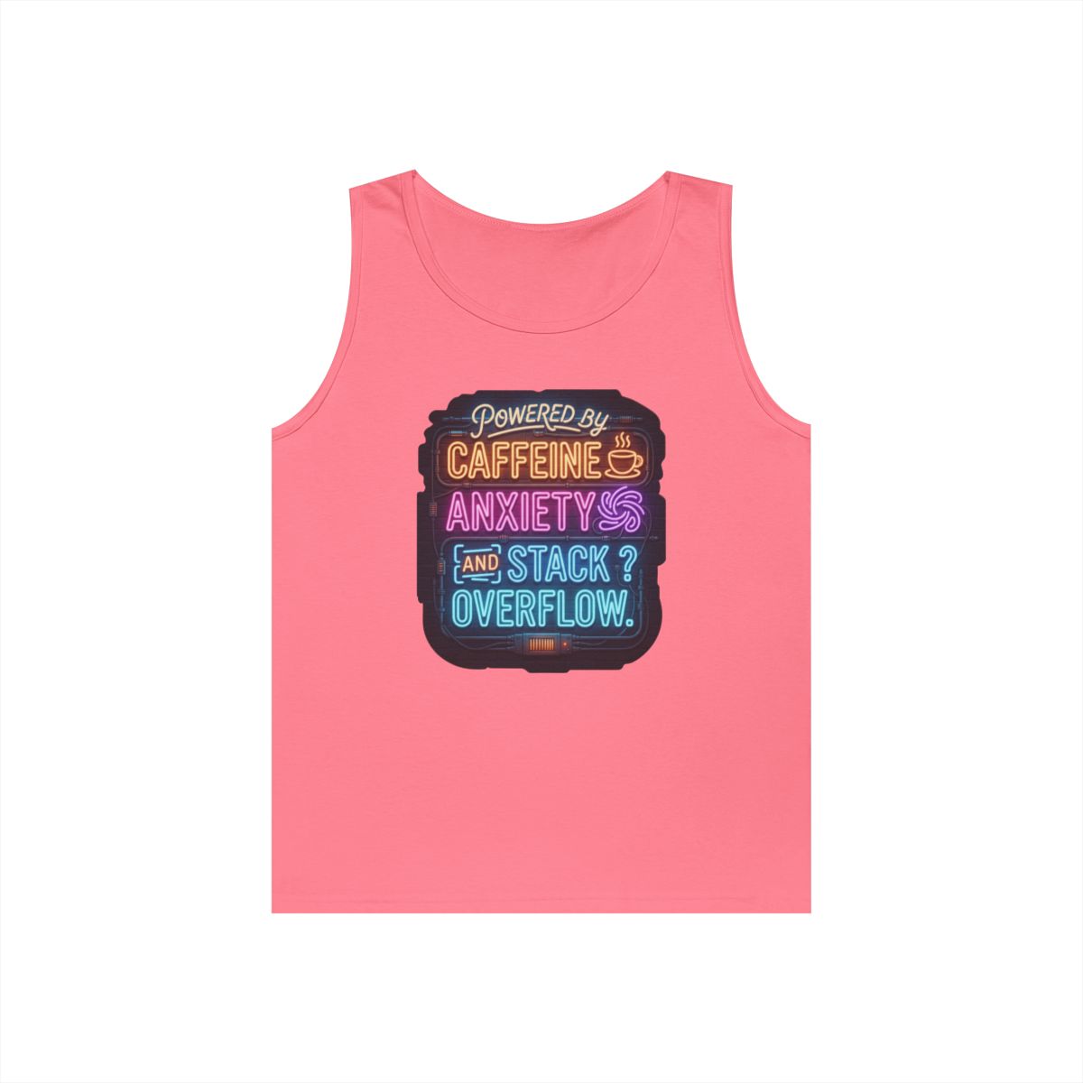 Color: Safety Pink | Caffeine Anxiety And Stack Overflow Tank Top