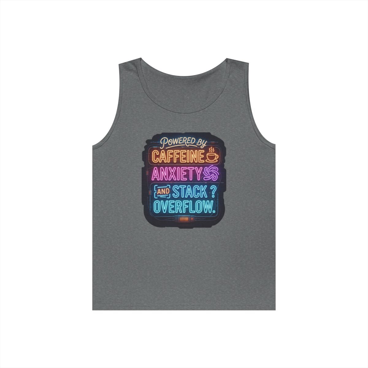 Color: Graphite Heather | Caffeine Anxiety And Stack Overflow Tank Top