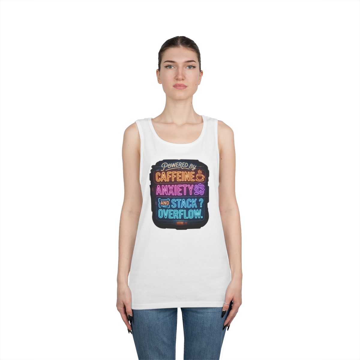 Color: White | Caffeine Anxiety And Stack Overflow Tank Top