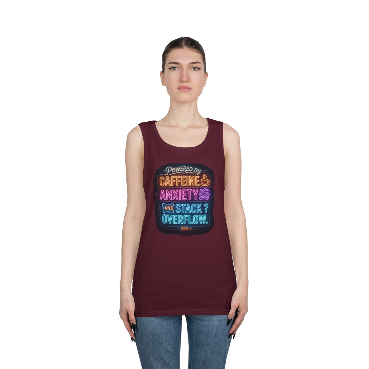 Color: Maroon | Caffeine Anxiety And Stack Overflow Tank Top