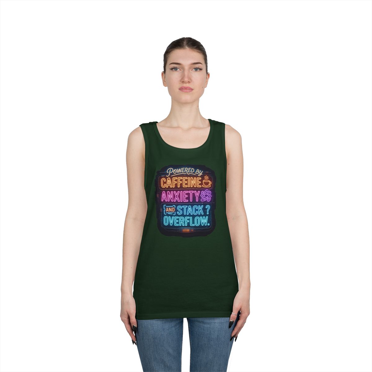 Color: Forest Green | Caffeine Anxiety And Stack Overflow Tank Top