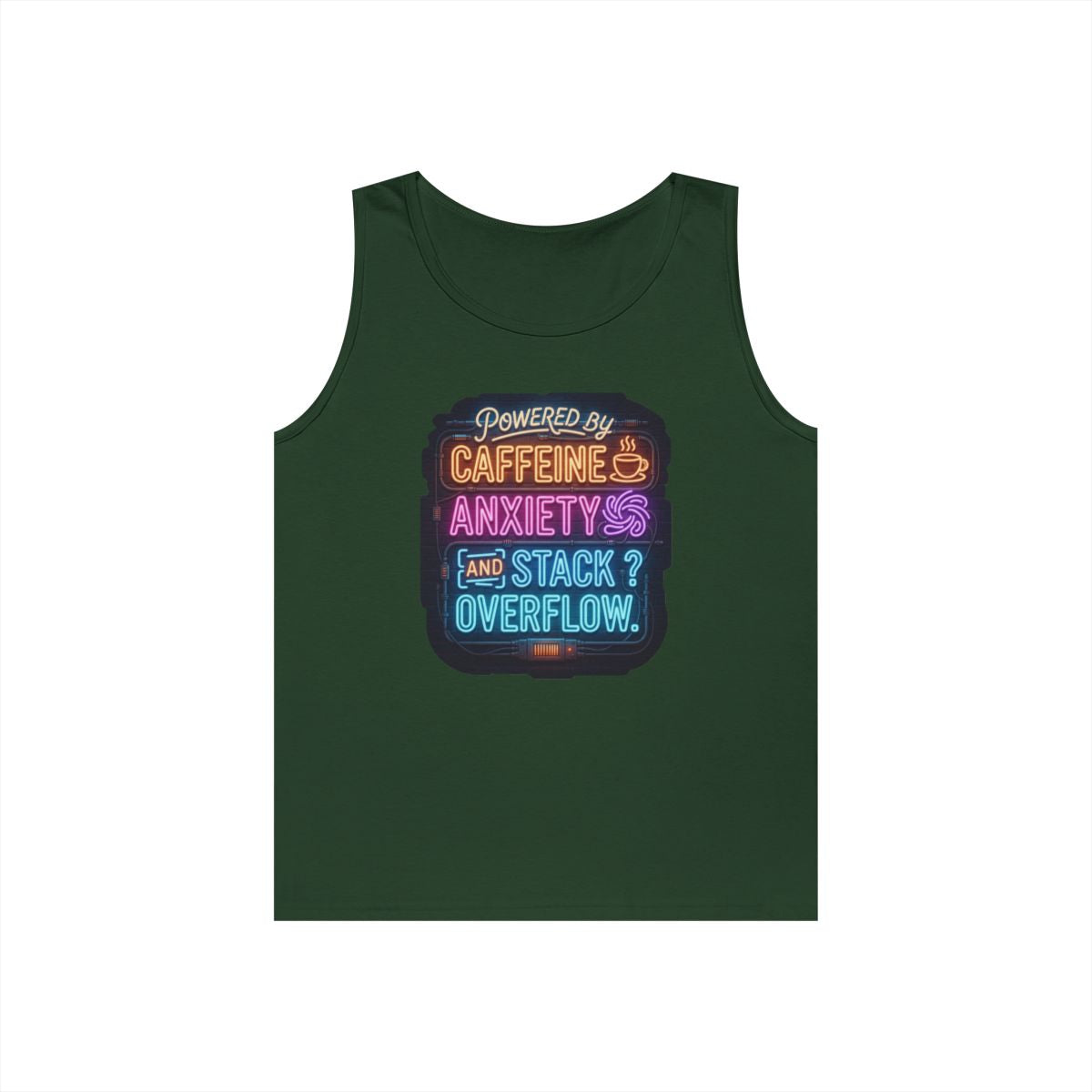 Color: Forest Green | Caffeine Anxiety And Stack Overflow Tank Top