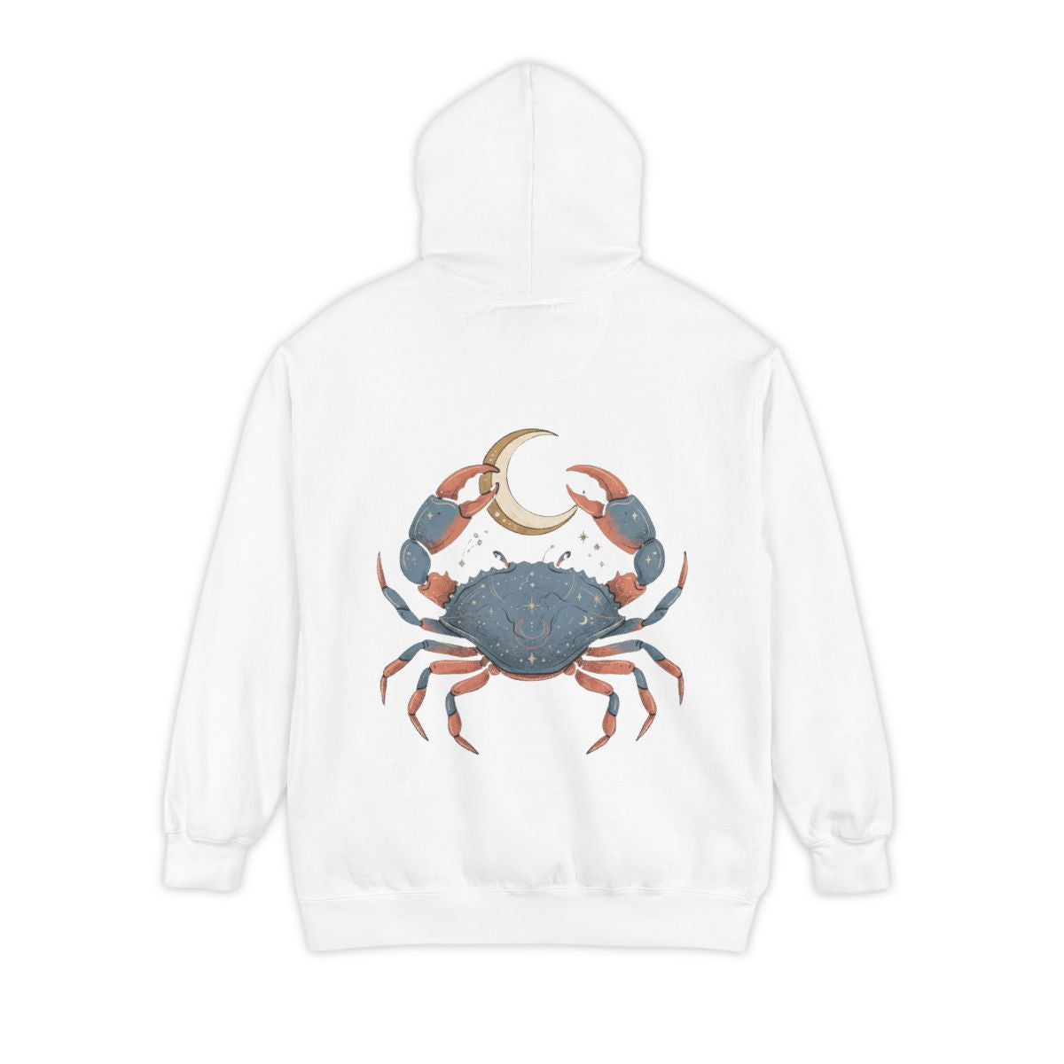 Color: White | Cancer The Moon Child Crab Garment-Dyed Hoodie