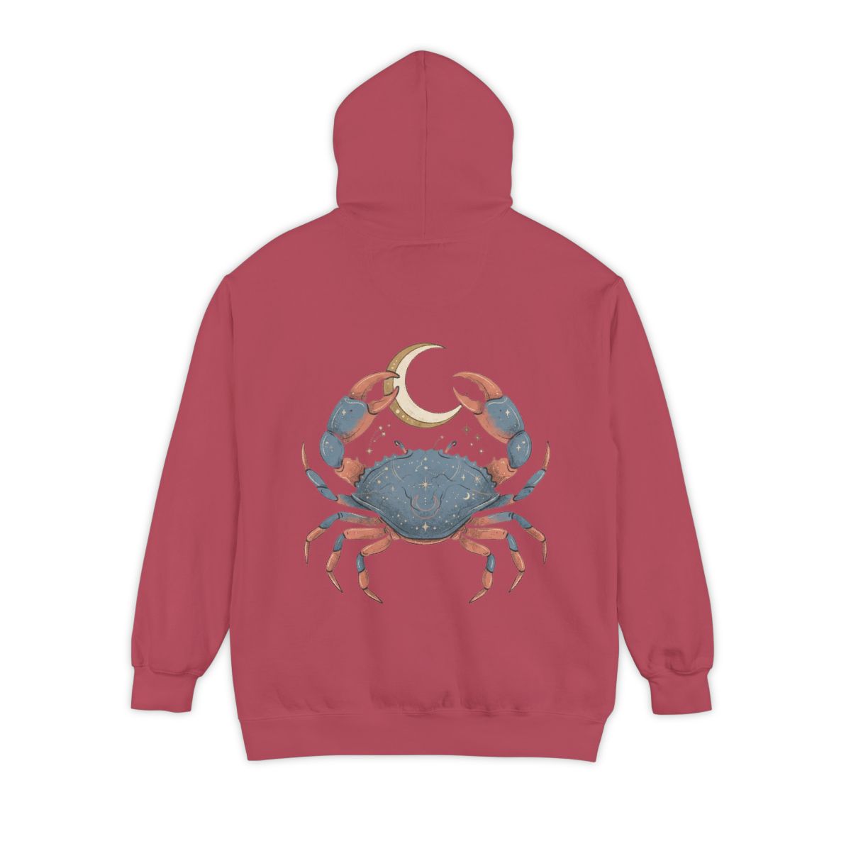 Color: Crimson | Cancer The Moon Child Crab Garment-Dyed Hoodie