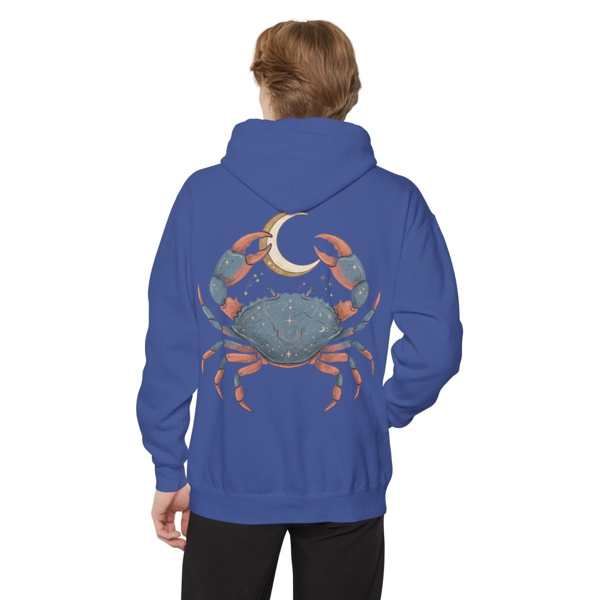 Color: Flo Blue | Cancer The Moon Child Crab Garment-Dyed Hoodie