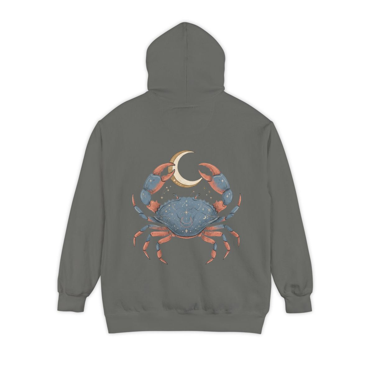 Color: Grey | Cancer The Moon Child Crab Garment-Dyed Hoodie