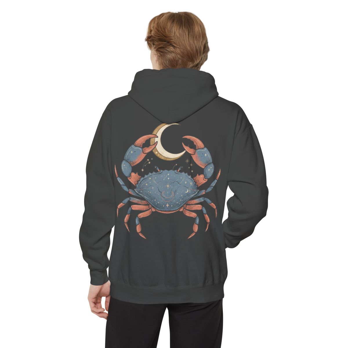 Color: Pepper | Cancer The Moon Child Crab Garment-Dyed Hoodie