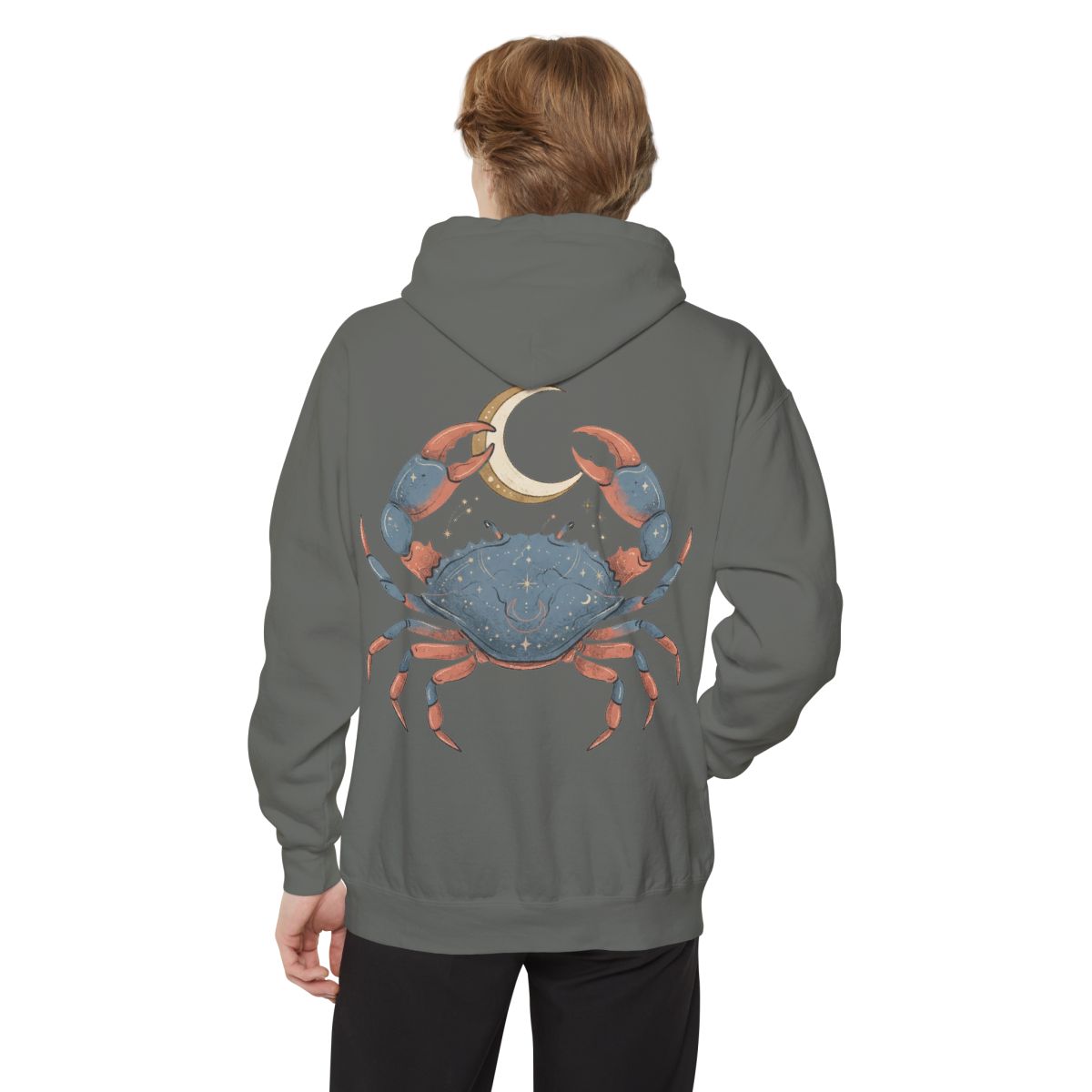 Color: Grey | Cancer The Moon Child Crab Garment-Dyed Hoodie