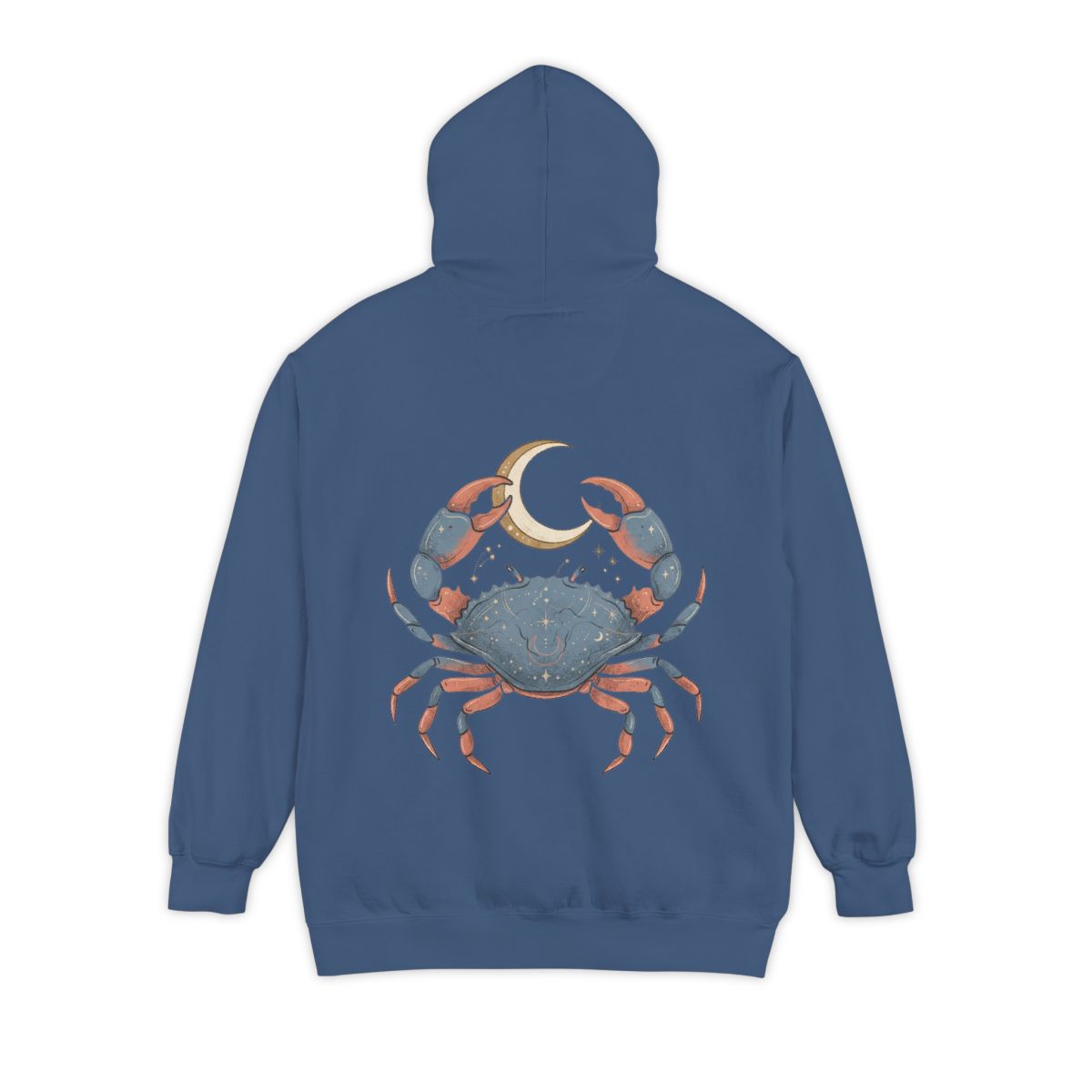Color: True Navy | Cancer The Moon Child Crab Garment-Dyed Hoodie