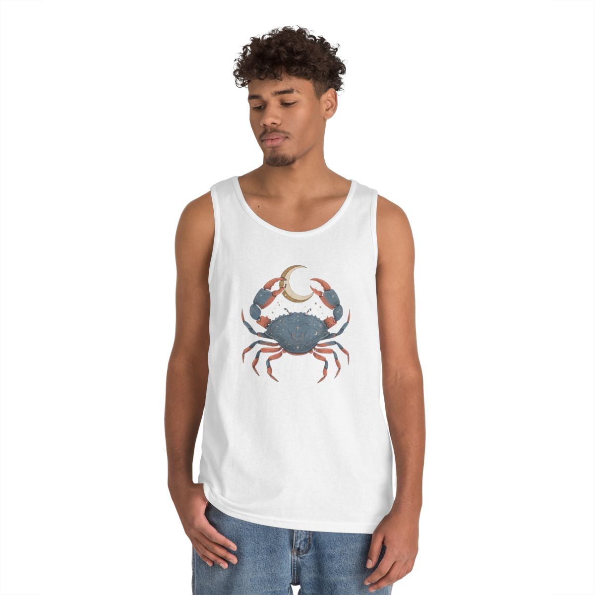 Color: White | Cancer The Moon Child Crab Tank Top