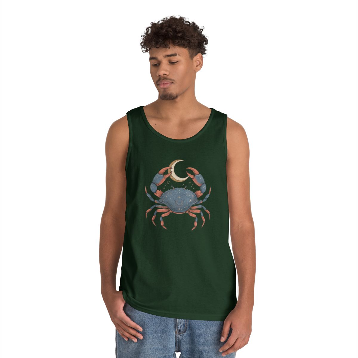 Color: Forest Green | Cancer The Moon Child Crab Tank Top