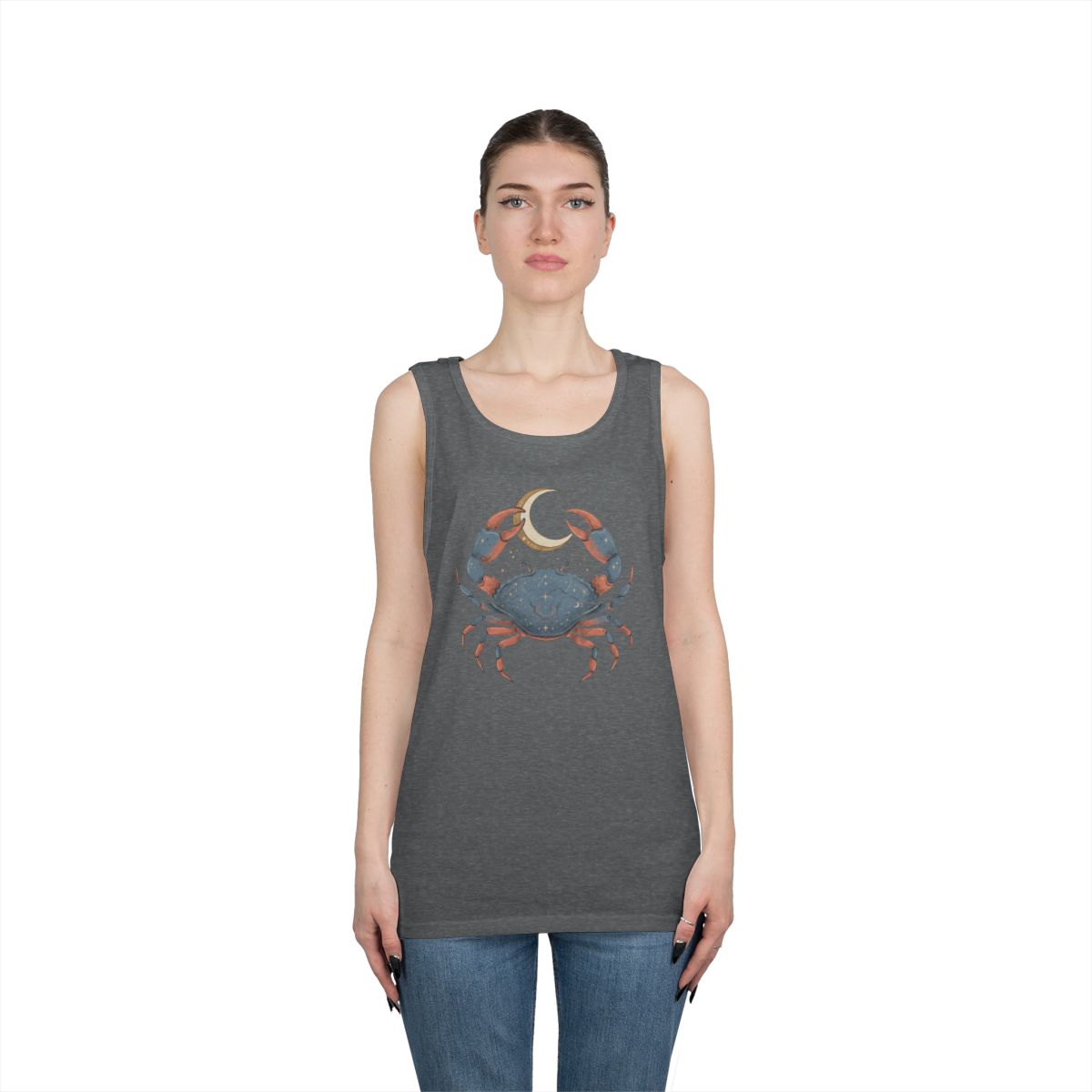 Color: Graphite Heather | Cancer The Moon Child Crab Tank Top