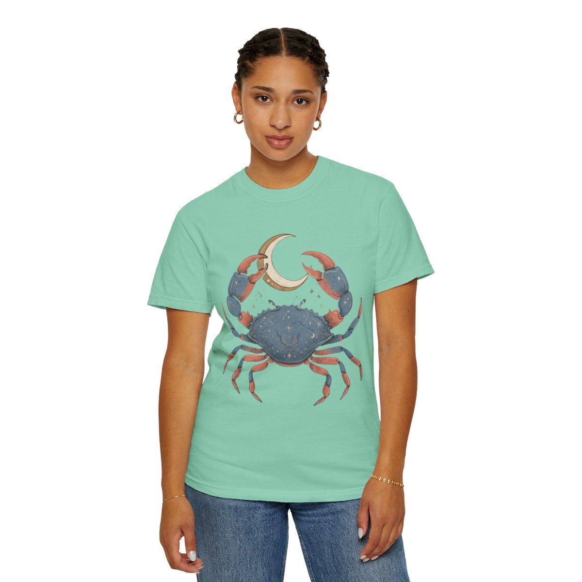 Color: Island Reef | Cancer The Moon Child Crab Unisex Garment-Dyed Tee