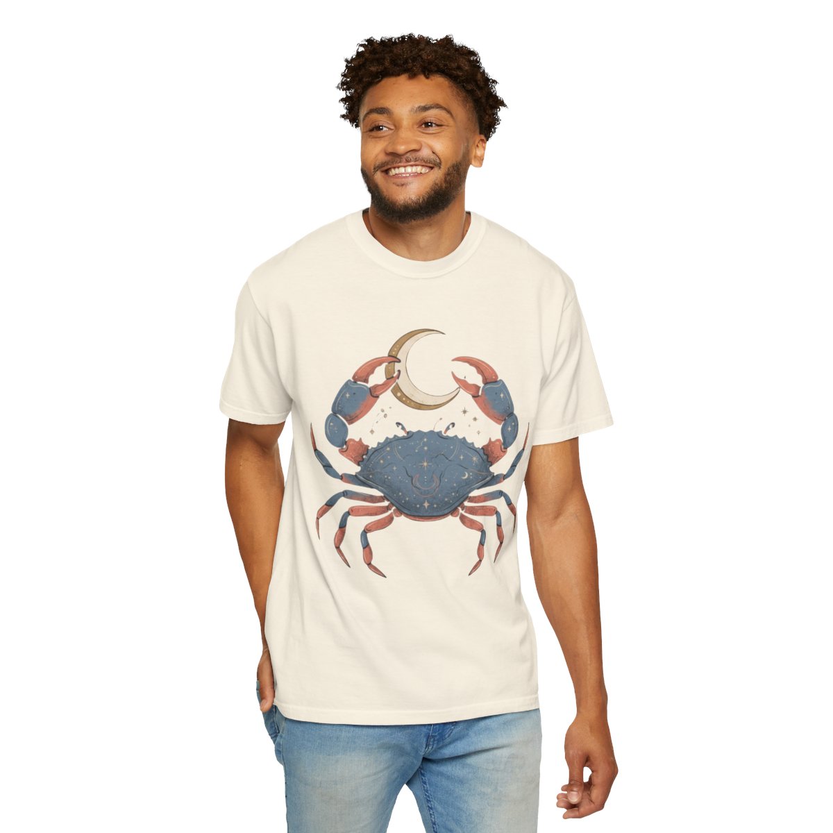 Color: Ivory | Cancer The Moon Child Crab Unisex Garment-Dyed Tee