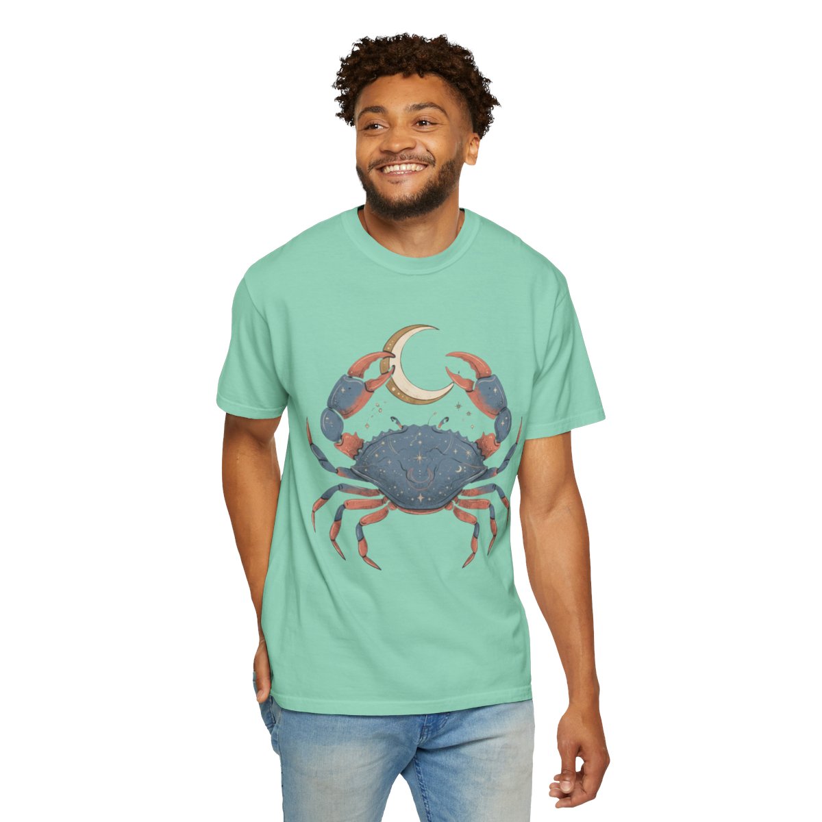 Color: Island Reef | Cancer The Moon Child Crab Unisex Garment-Dyed Tee