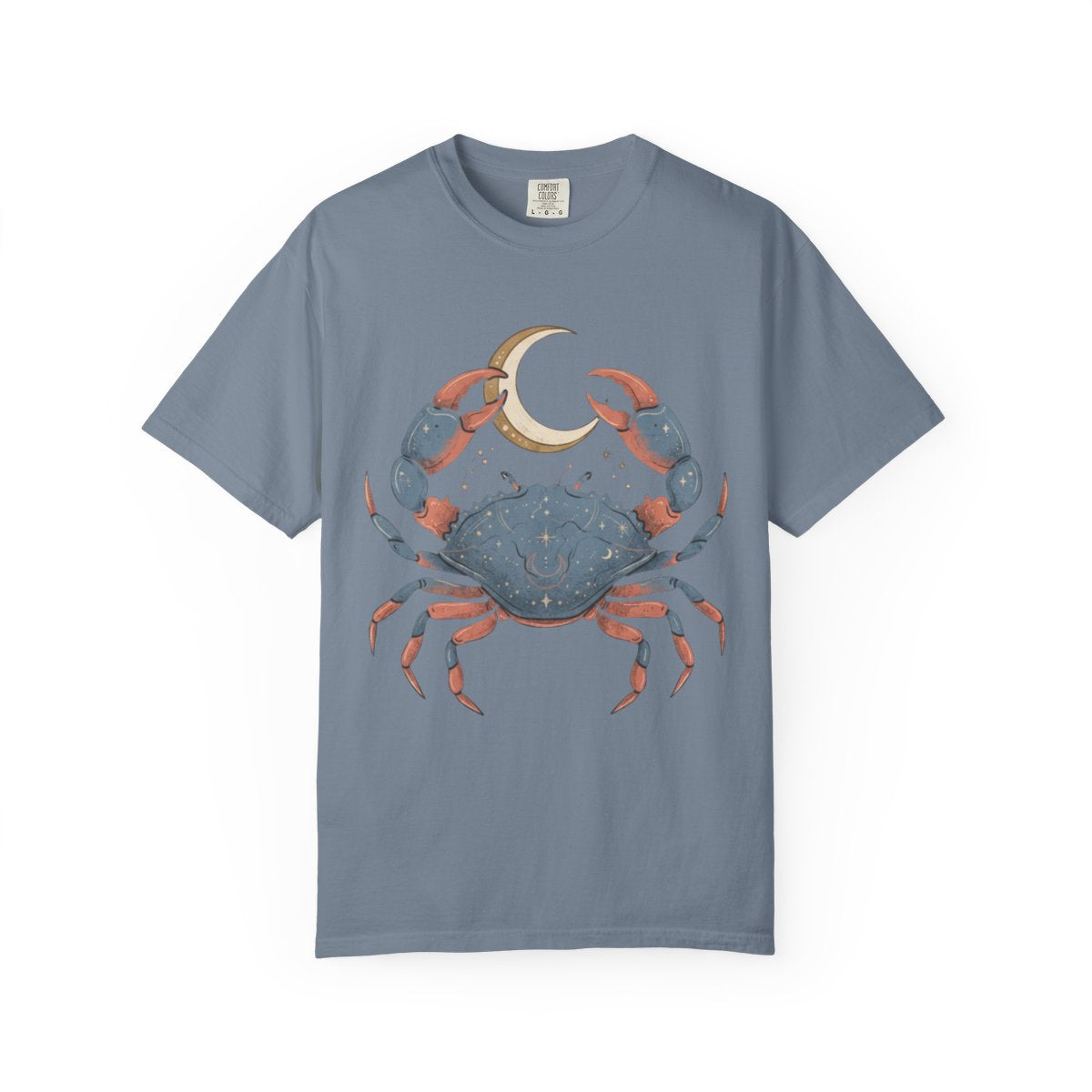 Color: Blue Jean | Cancer The Moon Child Crab Unisex Garment-Dyed Tee