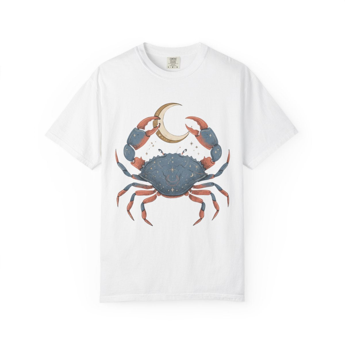 Color: White | Cancer The Moon Child Crab Unisex Garment-Dyed Tee
