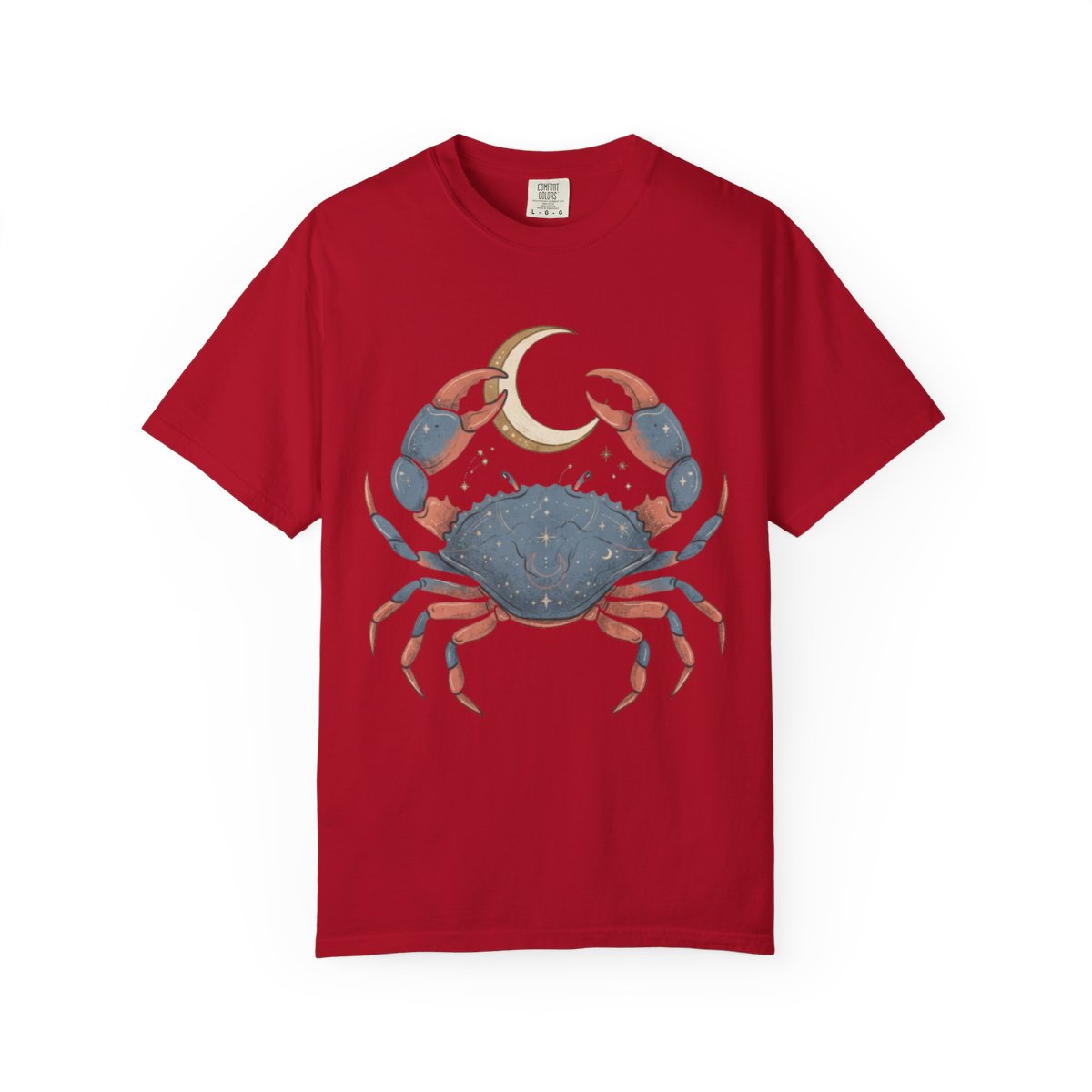 Color: Red | Cancer The Moon Child Crab Unisex Garment-Dyed Tee