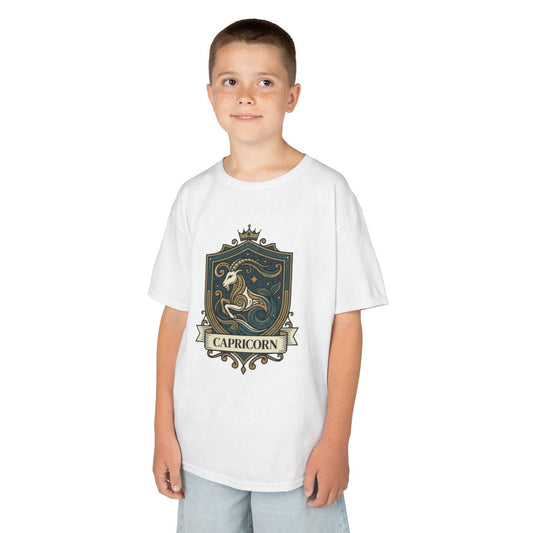Color: White | Capricorn- The Sea-Goat Crest Kids Tee