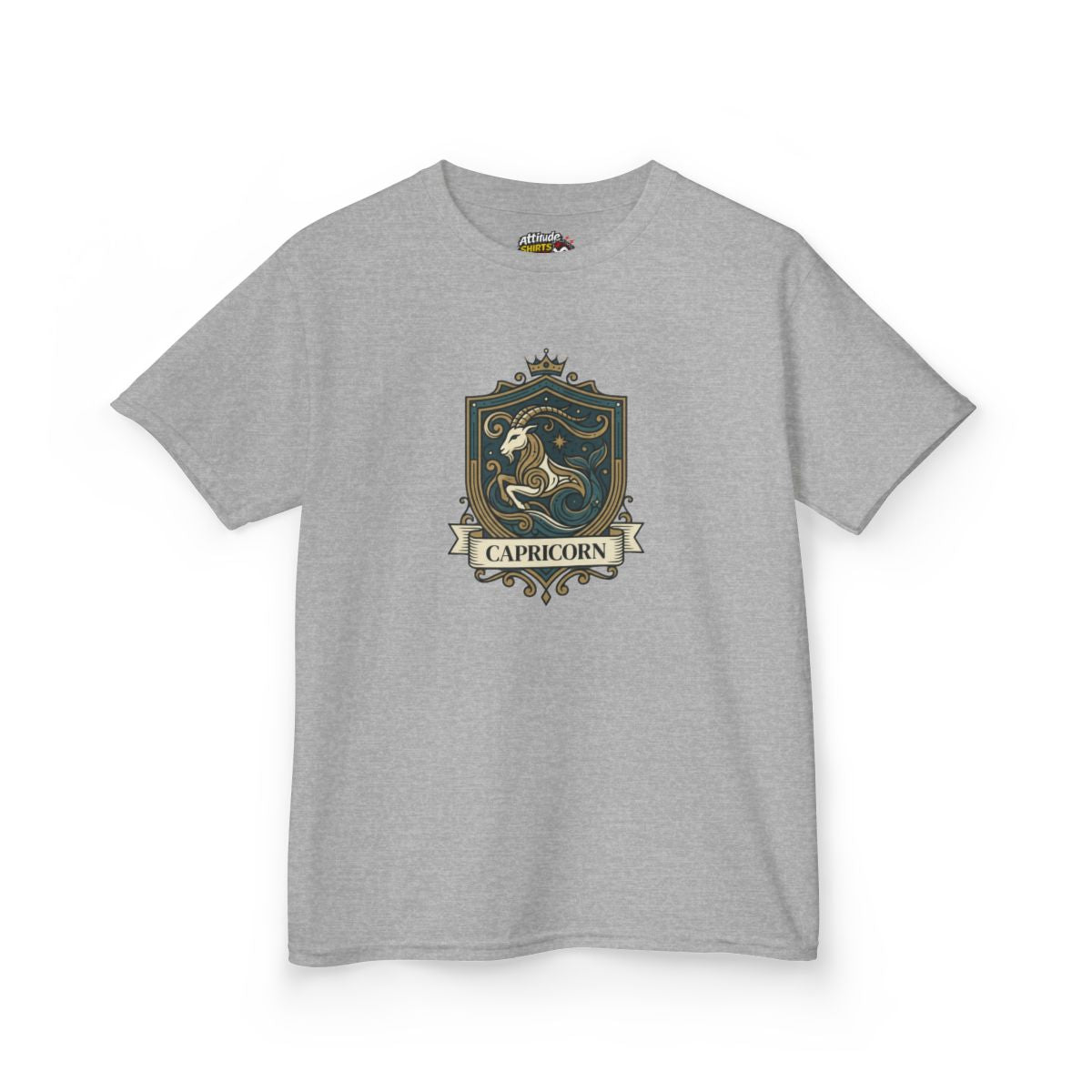 Color: Sport Grey | Capricorn- The Sea-Goat Crest Kids Tee