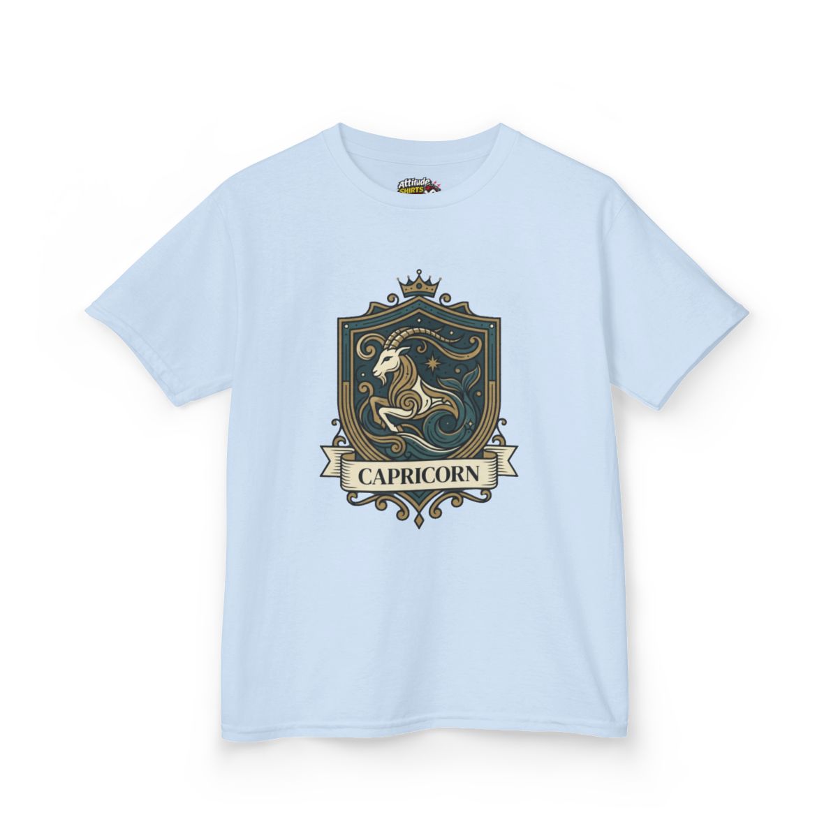 Color: Light Blue | Capricorn- The Sea-Goat Crest Kids Tee