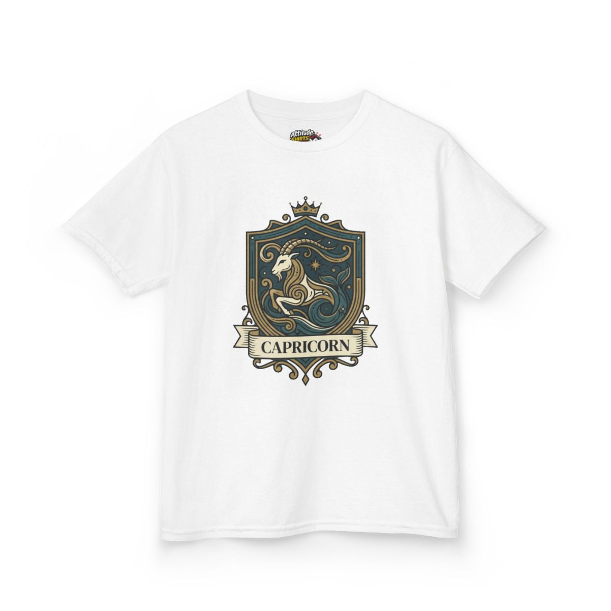 Color: White | Capricorn- The Sea-Goat Crest Kids Tee