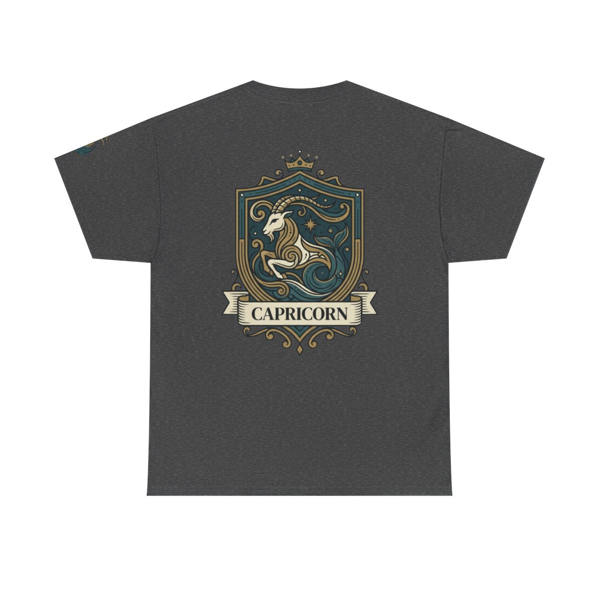 Color: Dark Heather | Capricorn- The Sea-Goat Crest Premium Graphic Tee