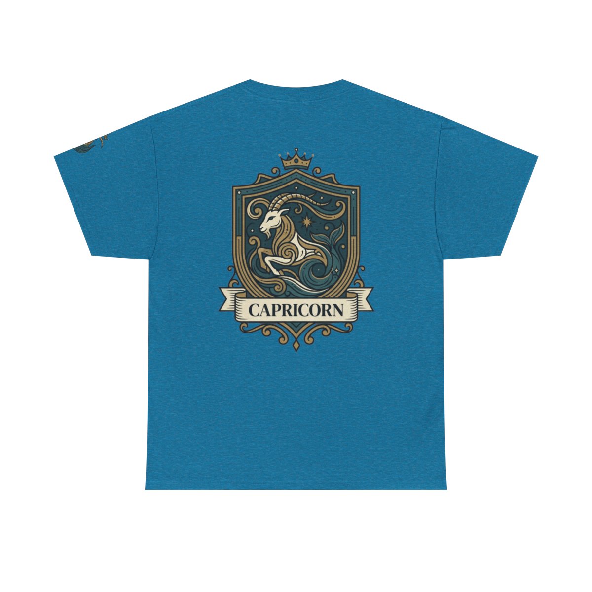 Color: Antique Sapphire | Capricorn- The Sea-Goat Crest Premium Graphic Tee