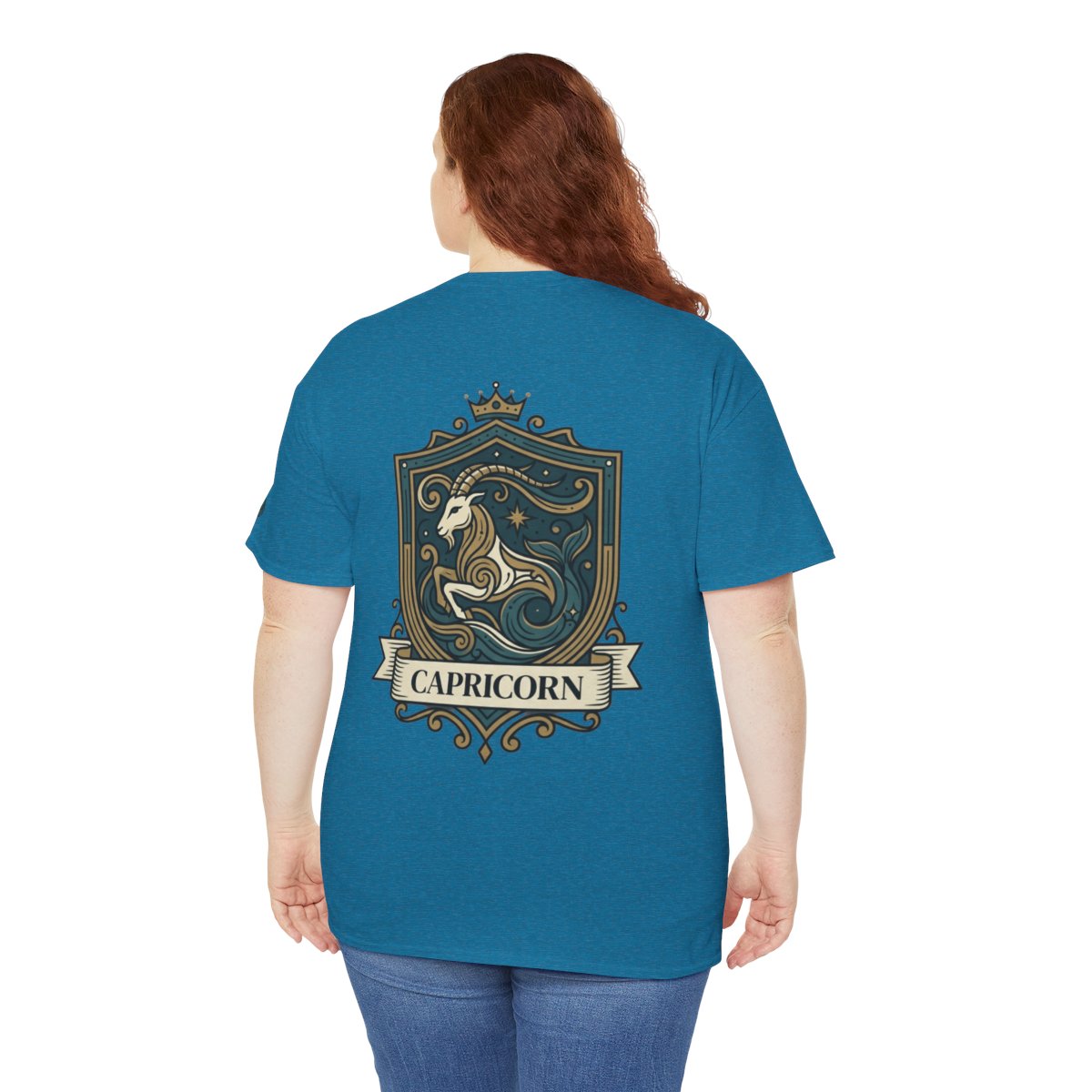 Color: Antique Sapphire | Capricorn- The Sea-Goat Crest Premium Graphic Tee