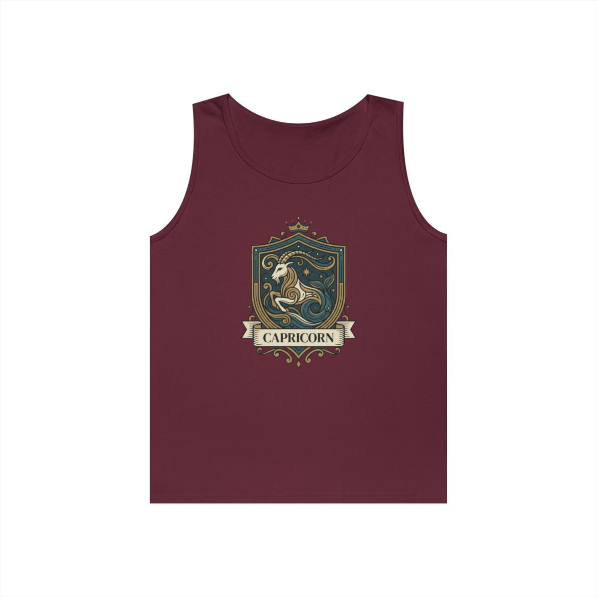 Color: Maroon | Capricorn- The Sea-Goat Crest Tank Top
