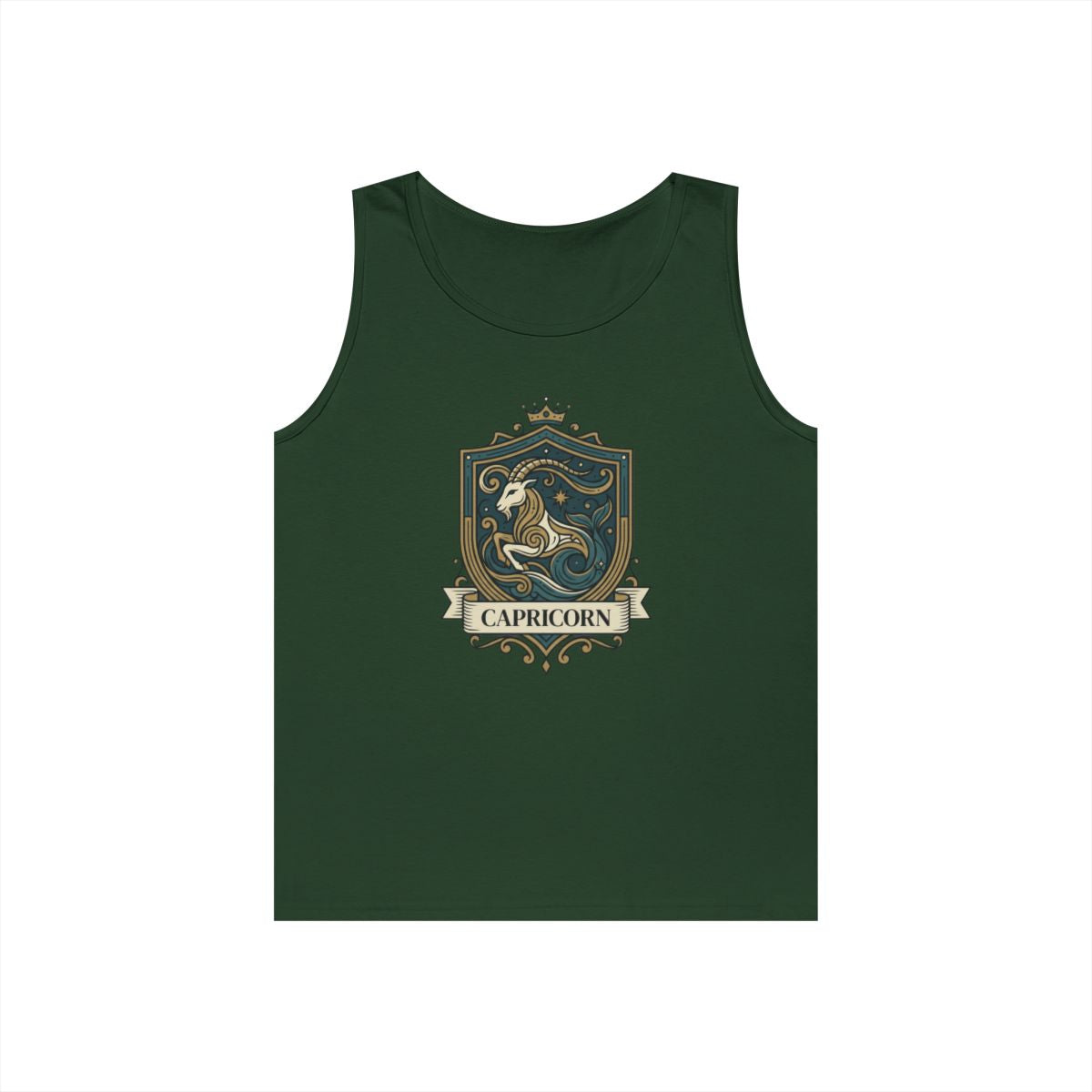 Color: Forest Green | Capricorn- The Sea-Goat Crest Tank Top