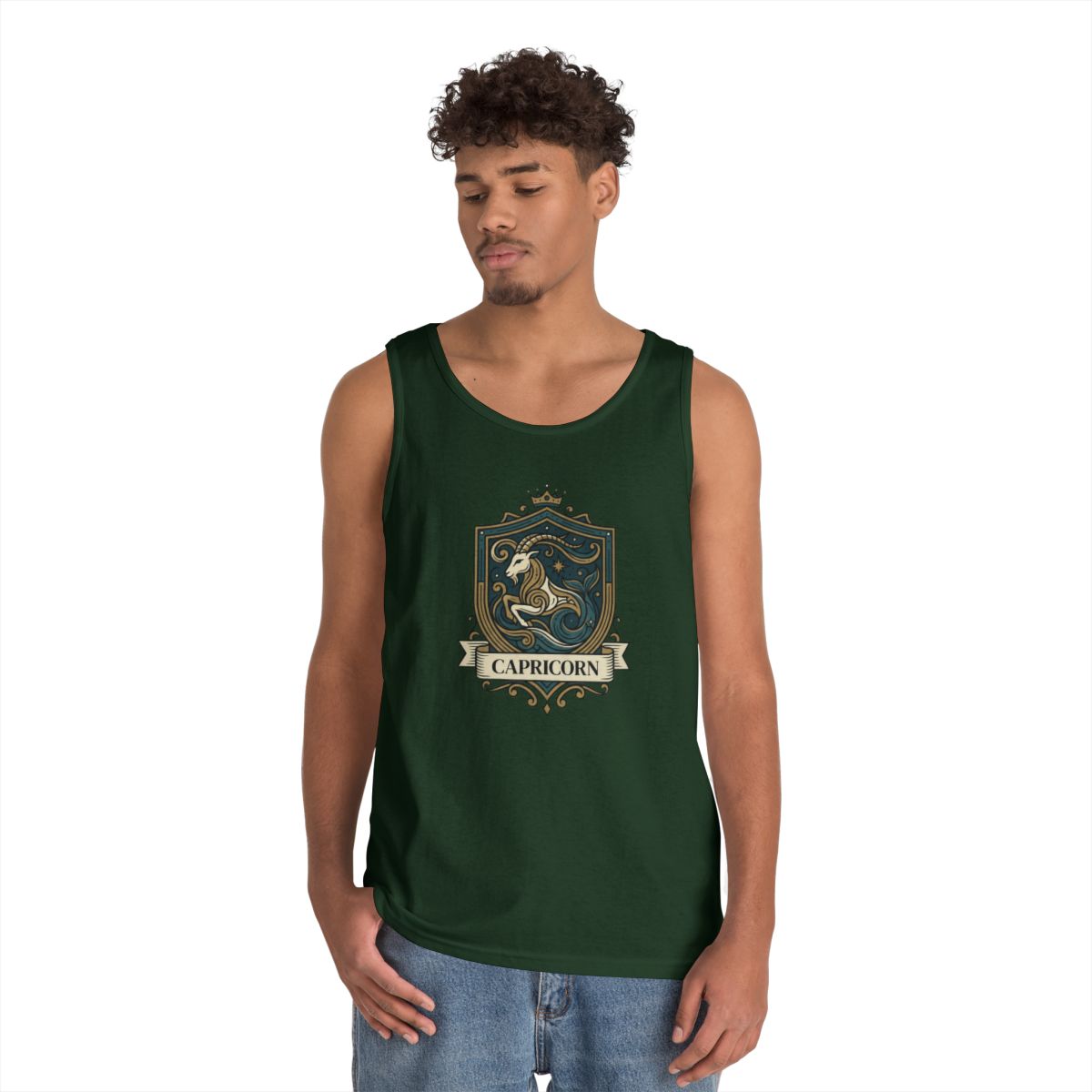 Color: Forest Green | Capricorn- The Sea-Goat Crest Tank Top