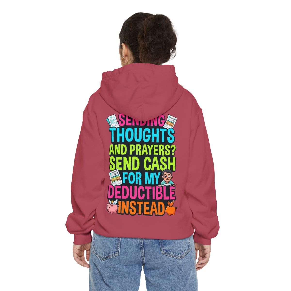 Color: Crimson | Cash For My Deductible Garment-Dyed Hoodie