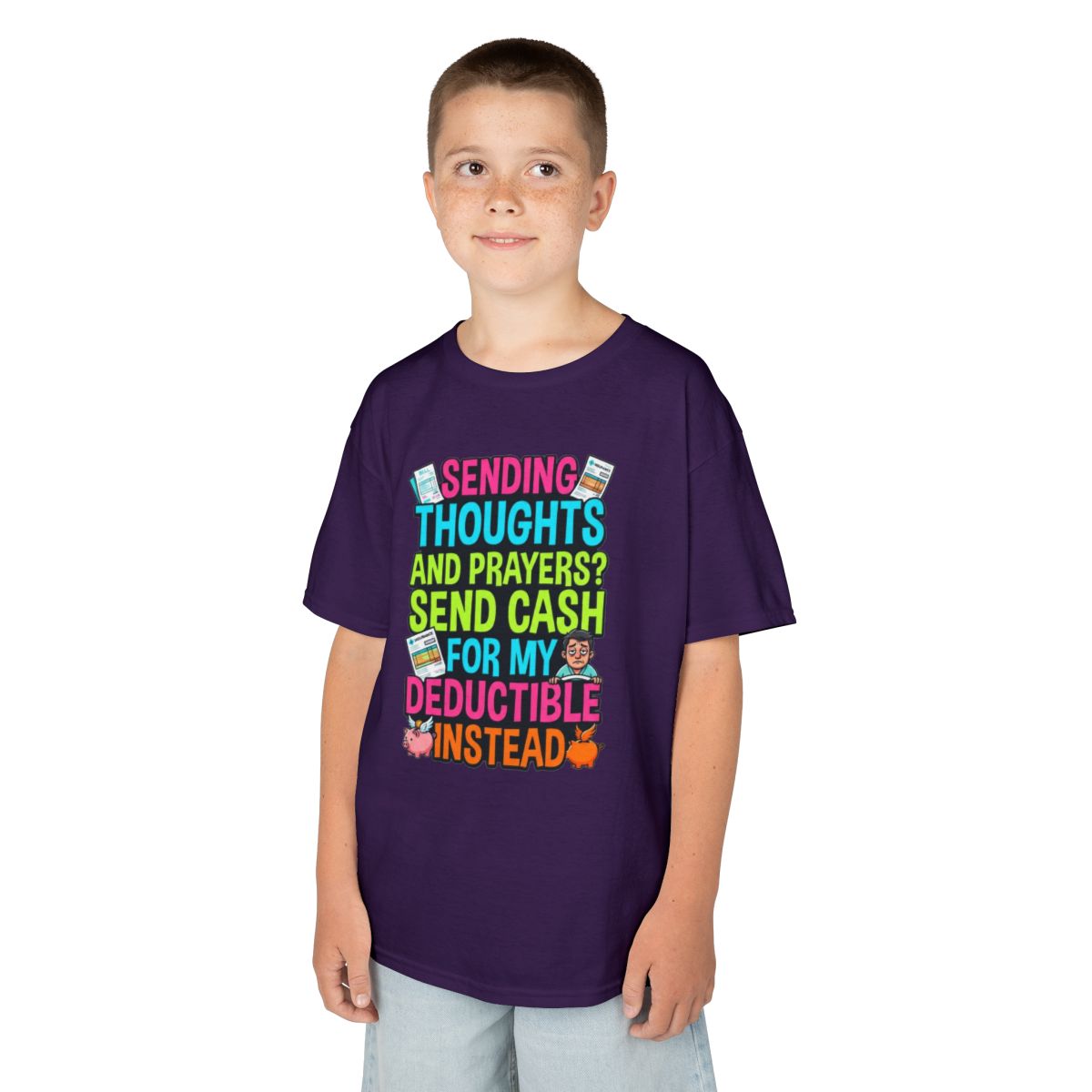 Color: Purple | Cash For My Deductible Kids Tee